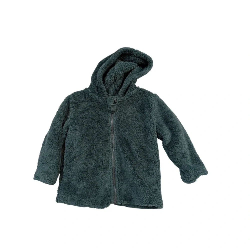 Hanna Andersson Kids Forest Green Fleece Zip Up Hoodie Jacket Size 90cm US 3T